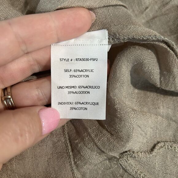 Ryu Tunic Top S/M Bow Knit Crochet Lined Shark Bite Flare Sleeve Neutral Layered - Picture 9 of 11